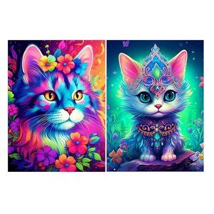 JOOZ 2Pcs Cat Diamond Painting Diamond Art Cats Full Drill Diamond Painting Kits